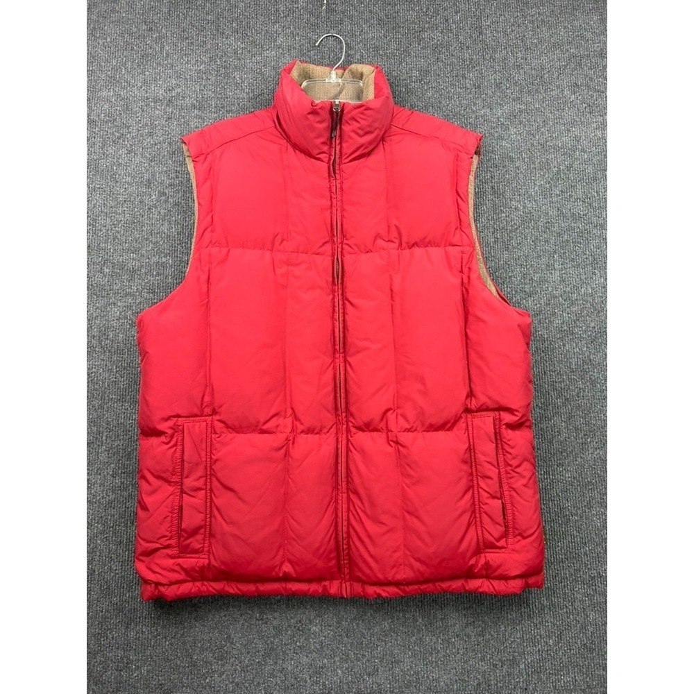 Vtg Eddie Bauer Goose Down Vest Jacket Reversible Full Zip Tall Large Maroon